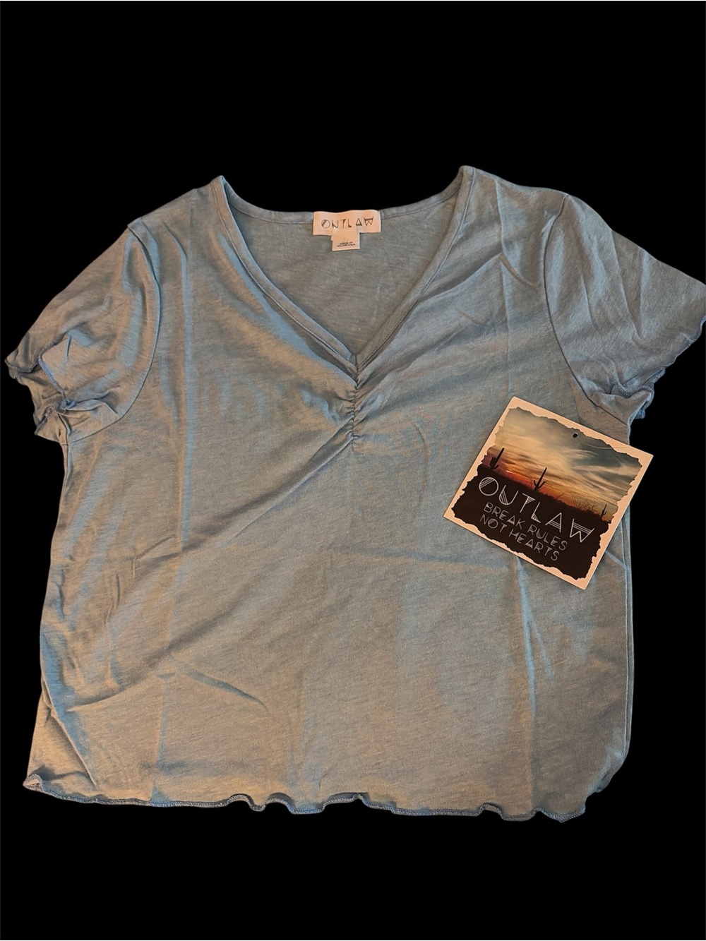 Outlaw Light Blue V-Neck Short Sleeve Tee
